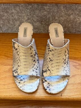 Yeezy Beige Snakeskin Slip-On Open-Toe Heels